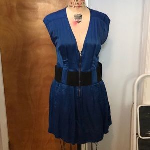 Zara Royal Blue Silk Zip up dress!